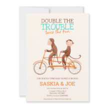 Twins Baby shower Schattige Monkey Double Trouble