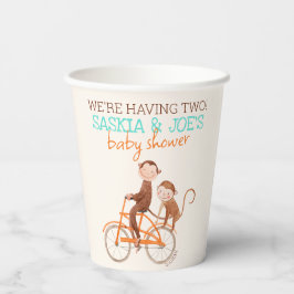 Twins Baby shower Schattige Monkey Double Trouble Papieren Bekers