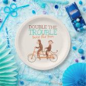 Twins Baby shower Schattige Monkey Double Trouble Papieren Bordje (Feest)