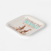 Twins Baby shower Schattige Monkey Double Trouble Papieren Bordje (Gebogen)