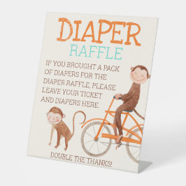 Twins Baby shower Schattige Monkey Double Trouble Reclamebord Met Voetstuk