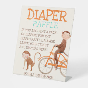 Twins Baby shower Schattige Monkey Double Trouble Reclamebord Met Voetstuk