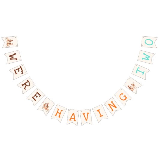 Twins Baby shower Schattige Monkey Double Trouble Vlaggetjes (Alle)