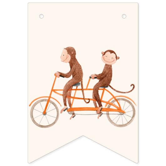 Twins Baby shower Schattige Monkey Double Trouble Vlaggetjes (Eerste vlag)