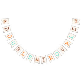 Twins Baby shower Schattige Monkey Double Trouble Vlaggetjes