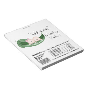 Twins Baby shower Snoep Bar Wrappers Party Favor Notitieblok