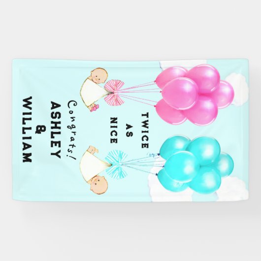 Twins Baby shower Spandoek (Horizontaal)