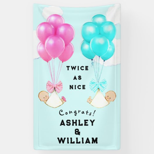 Twins Baby shower Spandoek (Verticaal)