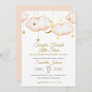 Twins Baby shower, Twinkle Little Star Invitation Kaart