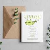 Twins Baby shower Two Peas in a Pod Invitation Kaart