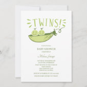 Twins Baby shower Two Peas in a Pod Invitation Kaart (Voorkant)