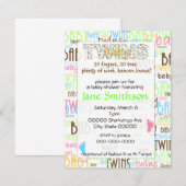 Twins baby shower-uitnodiging kaart (Voorkant / Achterkant)