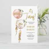 Twins Baby shower Uitnodiging Meisjes (Staand voorkant)