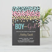 Twins Baby shower Uitnodiging roze blauw Jongen Me (Staand voorkant)