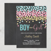 Twins Baby shower Uitnodiging roze blauw Jongen Me (Voorkant / Achterkant)