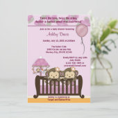 TWINS Baby shower-UITNODIGING Wieg Kaart (Staand voorkant)