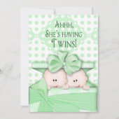Twins Baby Shower-uitnodigingen Kaart (Voorkant)