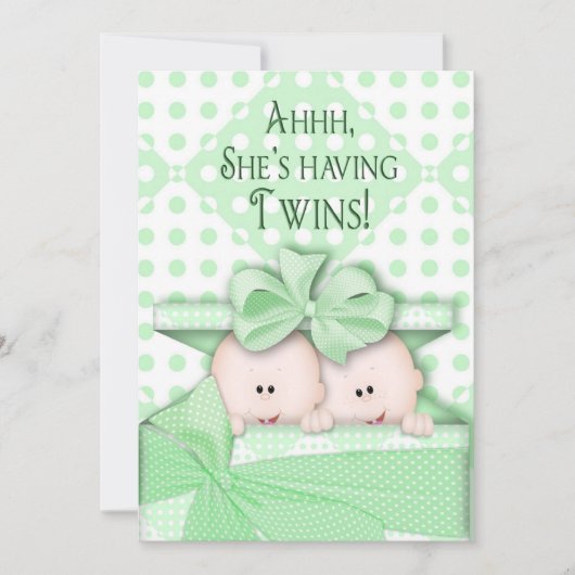Twins Baby Shower-uitnodigingen Kaart (Voorkant)