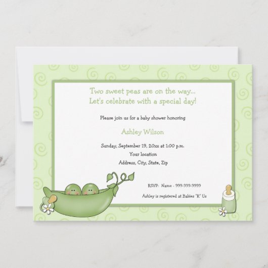 Twins Baby Shower-uitnodigingen Kaart (Voorkant)