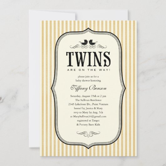 Twins Baby Shower-uitvindingen Kaart (Voorkant)