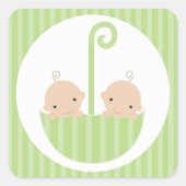 Twins Baby shower Vierkante Sticker (Voorkant)