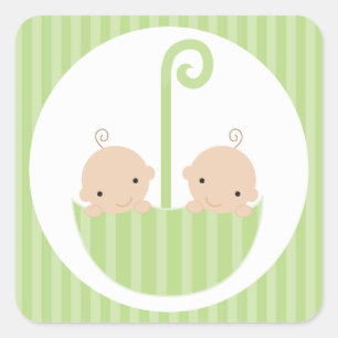 Twins Baby shower Vierkante Sticker