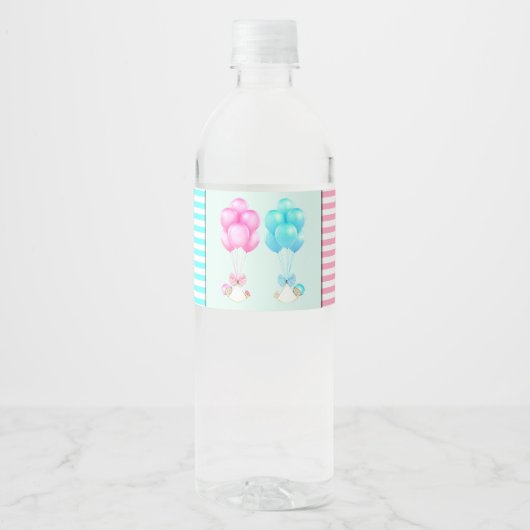 Twins Baby shower Waterfles Etiket (Voorkant)