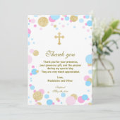 Twins Baptism Communauteit Dank je kaart roze blau (Staand voorkant)