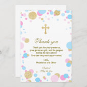 Twins Baptism Communauteit Dank je kaart roze blau (Voorkant / Achterkant)