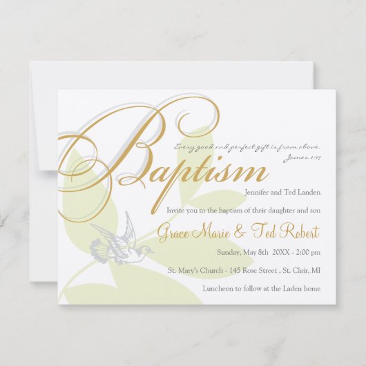 Twins Baptism Invitation Kaart (Voorkant)