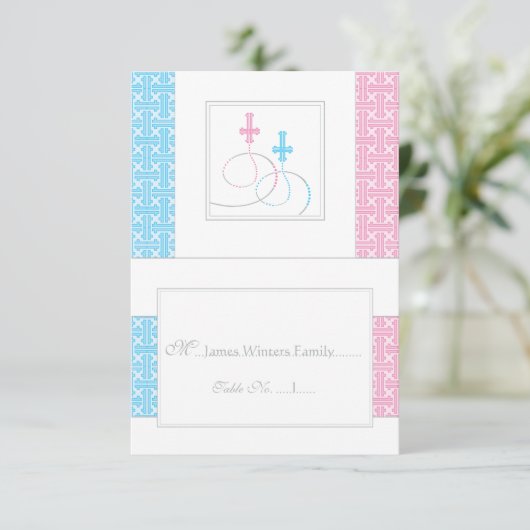 Twins Baptism Table Place Card  | Je hebt gevechte Kaart (Staand voorkant)