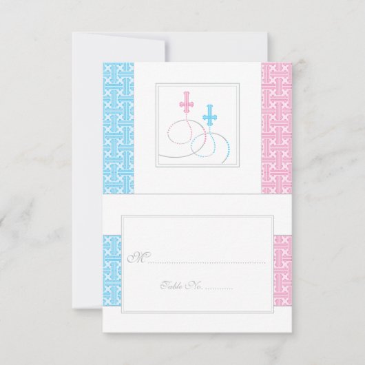 Twins Baptism Table Place Card  | Je hebt gevechte Kaart (Voorkant)