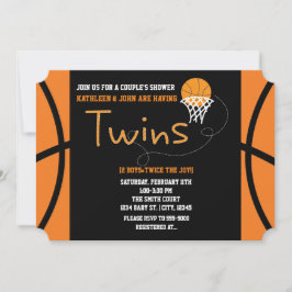 TWINS BASKETBAL Sportieve Baby Shower Uitnodiging