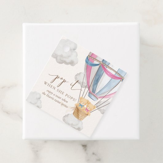 Twins Bearly Wait Teddy Bear Pop It When She Pops Bedankjes Labels (In situ)