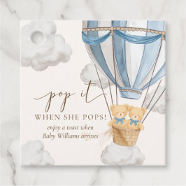 Twins Bearly Wait Teddy Bear Pop It When She Pops Bedankjes Labels