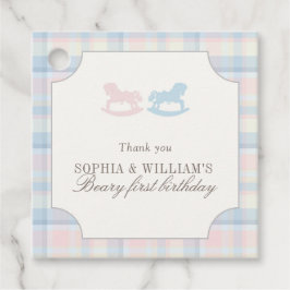 Twins Beary First Birthday Bedankjes Labels