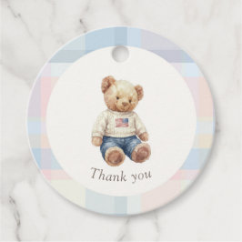 Twins Beary First Birthday Boy Bedankjes Labels