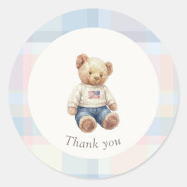 Twins Beary First Birthday Boy Ronde Sticker