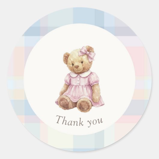 Twins Beary First Birthday Girl Ronde Sticker (Voorkant)