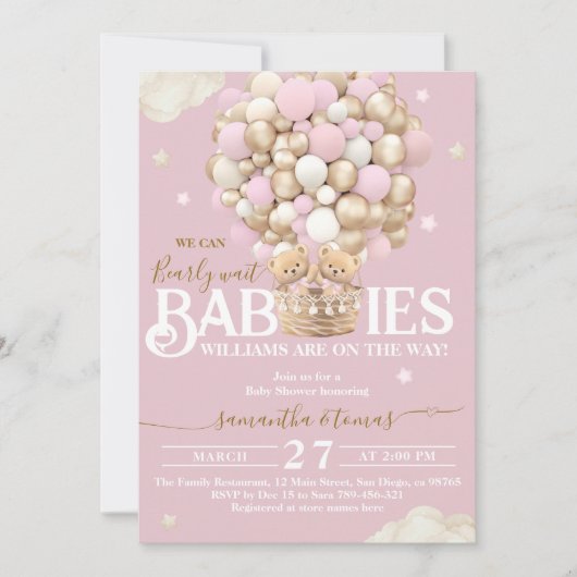 Twins Beer Ballonnen Wacht Schaars Baby Meisje Dou Kaart (Voorkant)