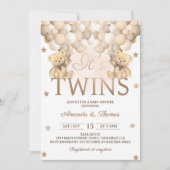 Twins Beer met Neutral Ballons Baby shower Kaart (Voorkant)