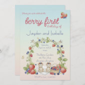 Twins Berry First Birthday Party Kaart (Voorkant / Achterkant)