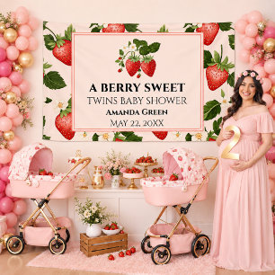 TWINS Berry Sweet Aardbeien Baby Shower Spandoek