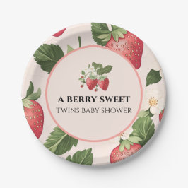TWINS Berry Sweet Strawberry Baby shower Papieren Bordje