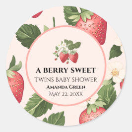 TWINS Berry Sweet Strawberry Baby shower Ronde Sticker
