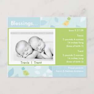 Twins Birth Announcement fotokaart Aankondigingskaart