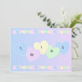 Twins Birth Announcement Hearts Aankondiging (Staand voorkant)
