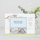 Twins Birth Notice - Baby Boy & Girl Aankondiging (Staand voorkant)