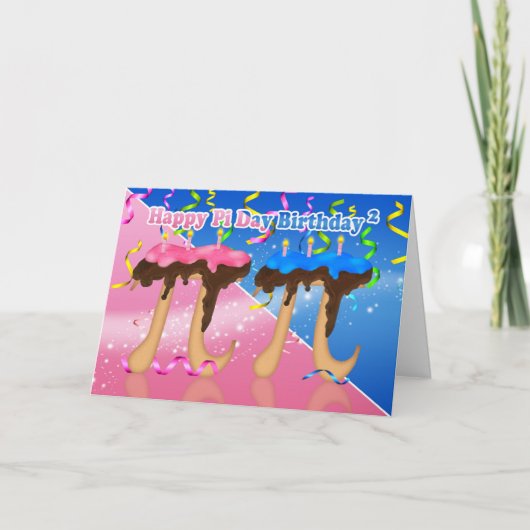 Twins Birthday Cake Pi Dag 3.14 maart 14 Kaart (Voorkant)