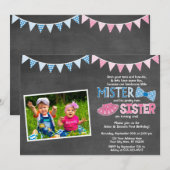Twins Birthday Invitation | Mister en zuster Kaart (Voorkant / Achterkant)